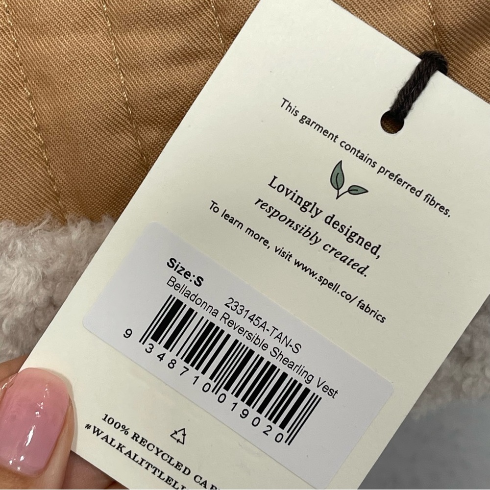 SPELL Belladonna Reversible Faux Shearling Vest Tan Size Small - Picture 6 of 6